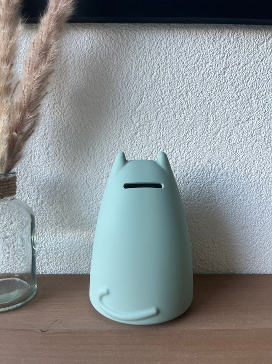 Siliconen spaarpot poes Mint groen