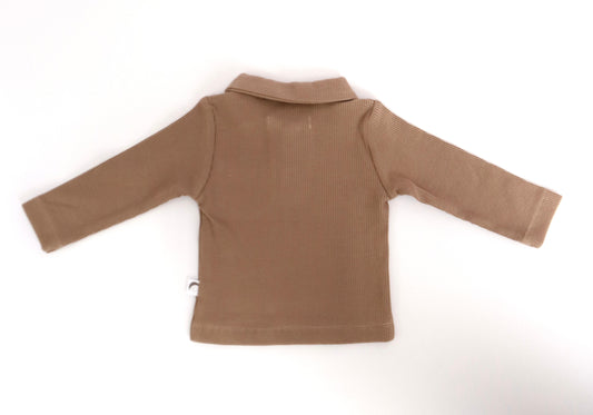 Longsleeve polo rib Taupe