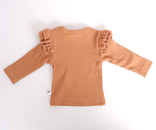 Longsleeve ruffle rib Perzik