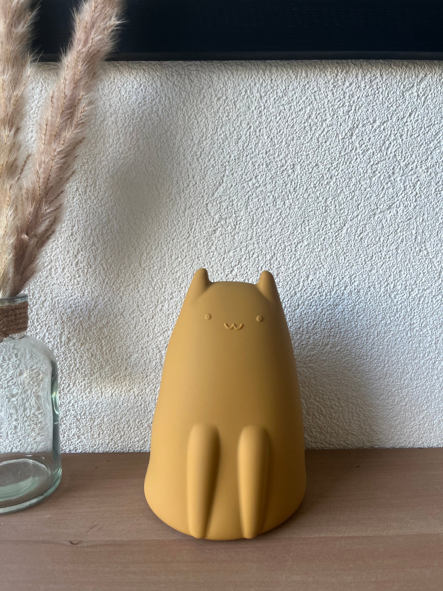 Siliconen spaarpot poes Okergeel