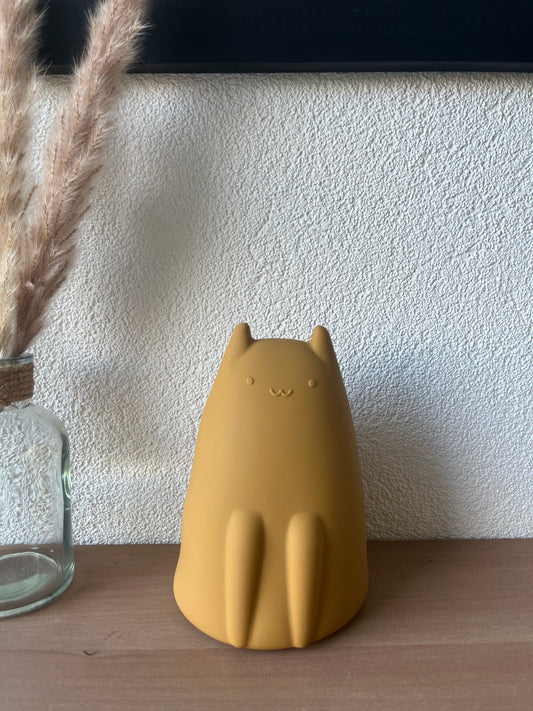 Siliconen spaarpot poes Okergeel