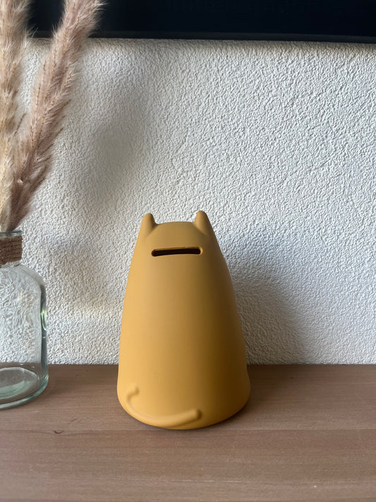 Siliconen spaarpot poes Okergeel