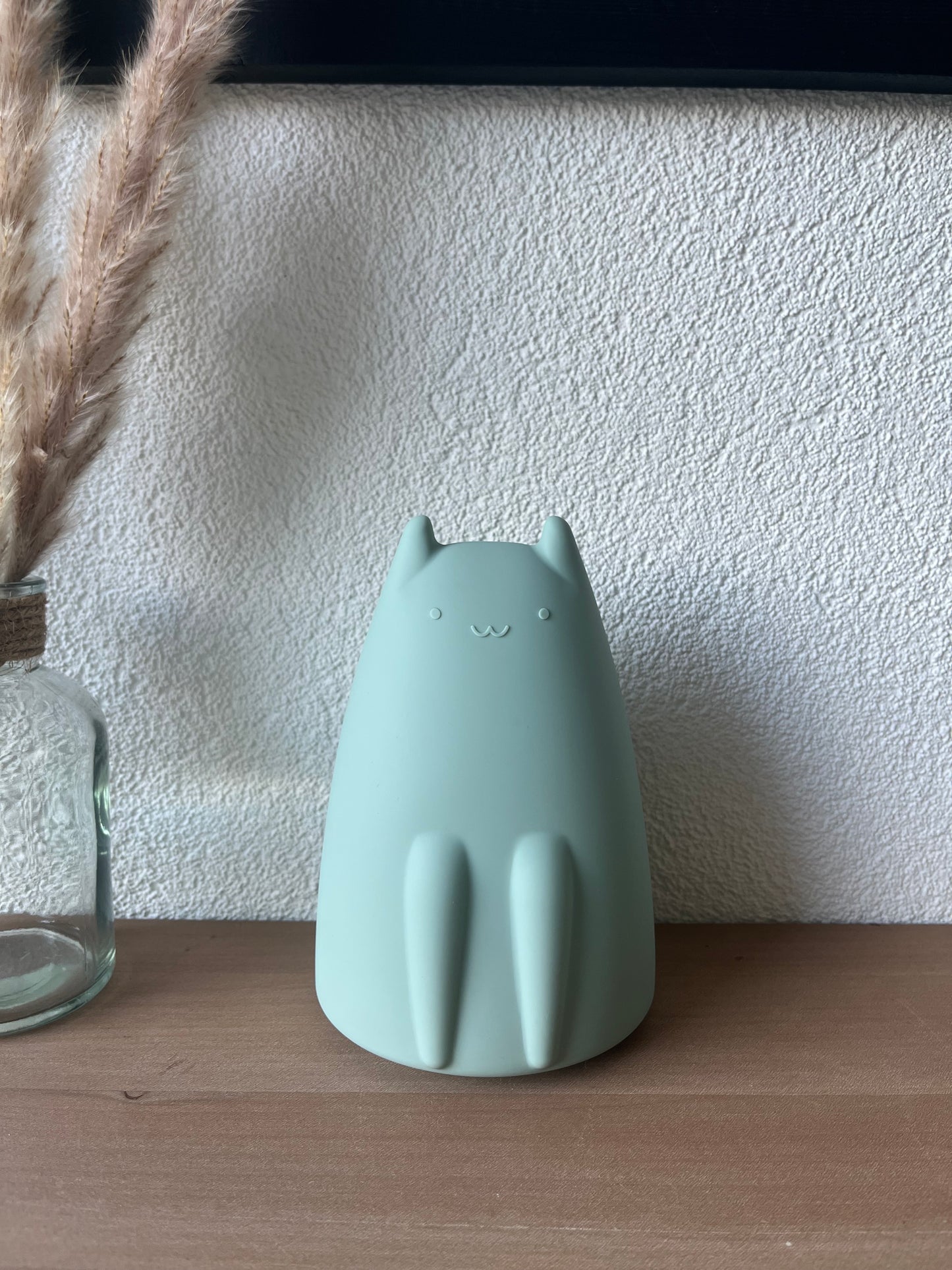 Siliconen spaarpot poes Mint groen