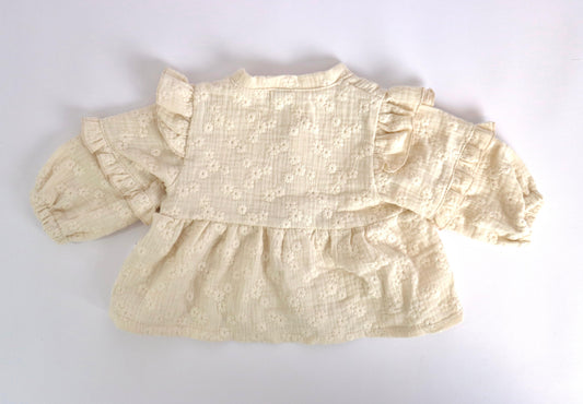 Blouse hydrofiel embroidery Beige