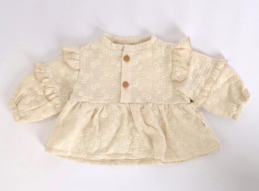 Blouse hydrofiel embroidery Beige