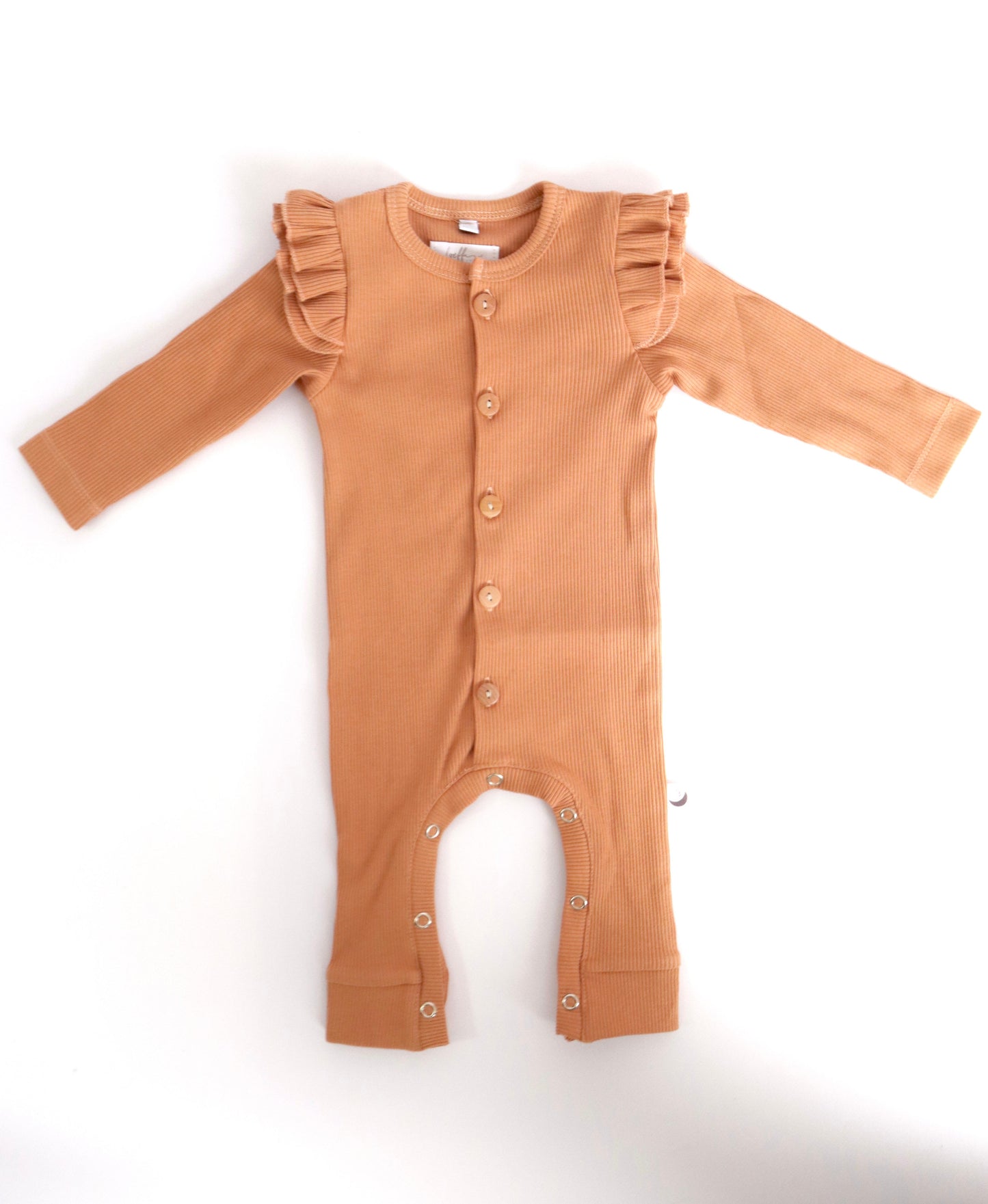 Boxpakje ruffle rib Perzik