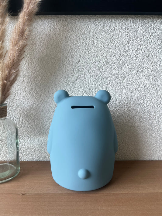 Siliconen spaarpot beer Blauw